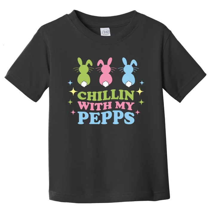 Chillin With My Peeps Funny Easter Bunnies Toddler T-Shirt