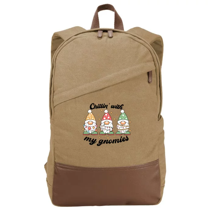 Chillin With My Gnomies Christmas Holiday Cotton Canvas Backpack