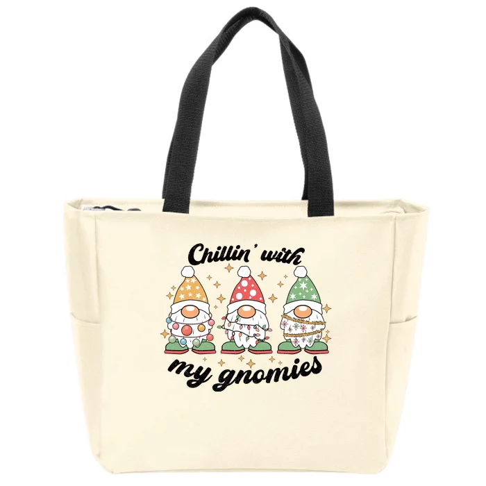 Chillin With My Gnomies Christmas Holiday Zip Tote Bag