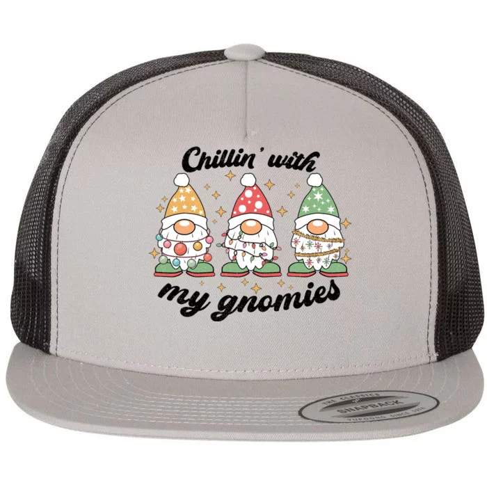 Chillin With My Gnomies Christmas Holiday Flat Bill Trucker Hat