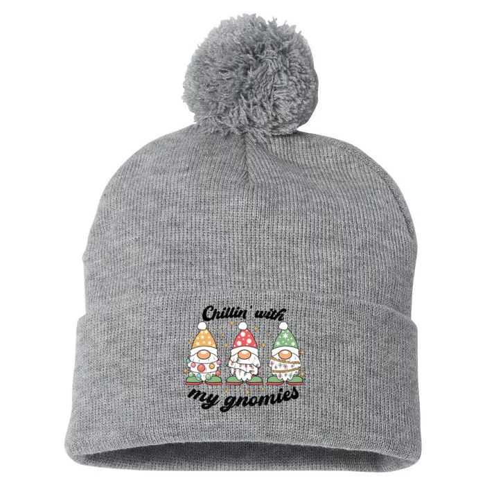 Chillin With My Gnomies Christmas Holiday Pom Pom 12in Knit Beanie