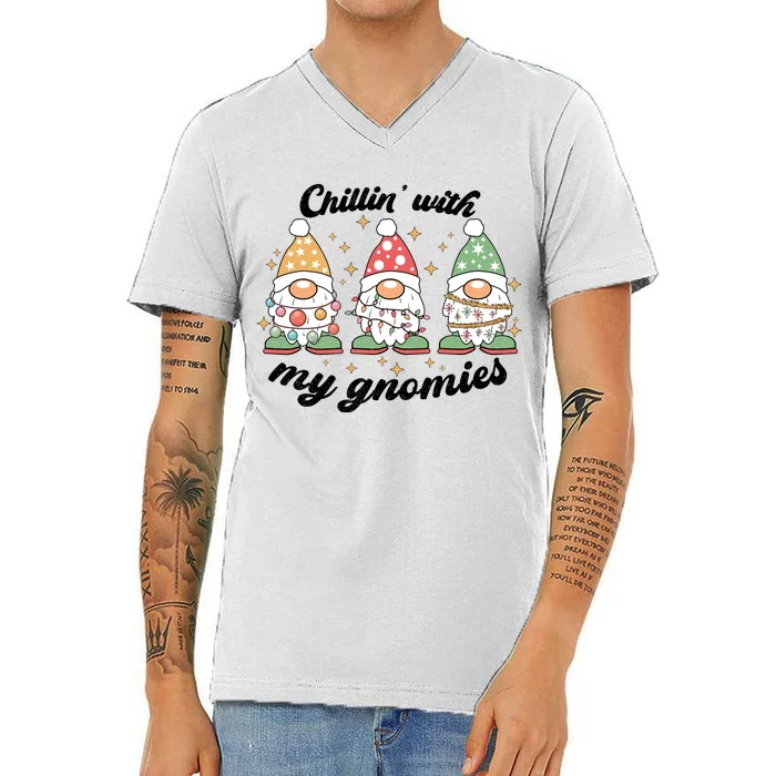 Chillin With My Gnomies Christmas Holiday V-Neck T-Shirt