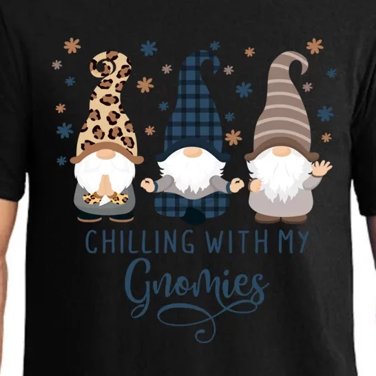 Chilling With My Gnomies Blue Brown Autumn Gnomes Gardening Great Gift Pajama Set