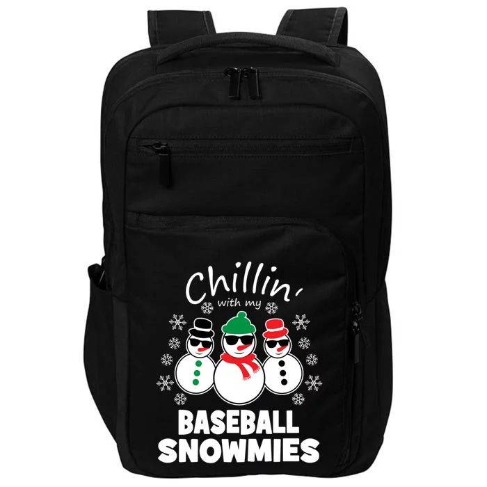 Chillin With My Baseball Snowmies Funny Christmas Gift Impact Tech Backpack