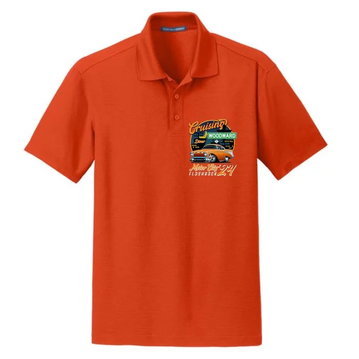 Cruising Woodward Motor City Flashback 2024 Orange Version Dry Zone Grid Performance Polo