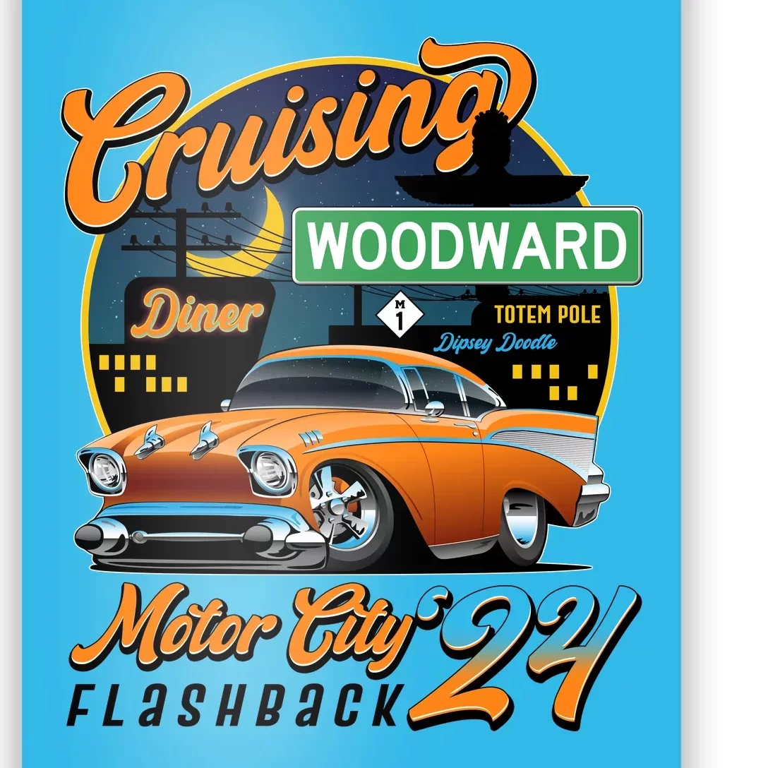 Cruising Woodward Motor City Flashback 2024 Orange Version Poster