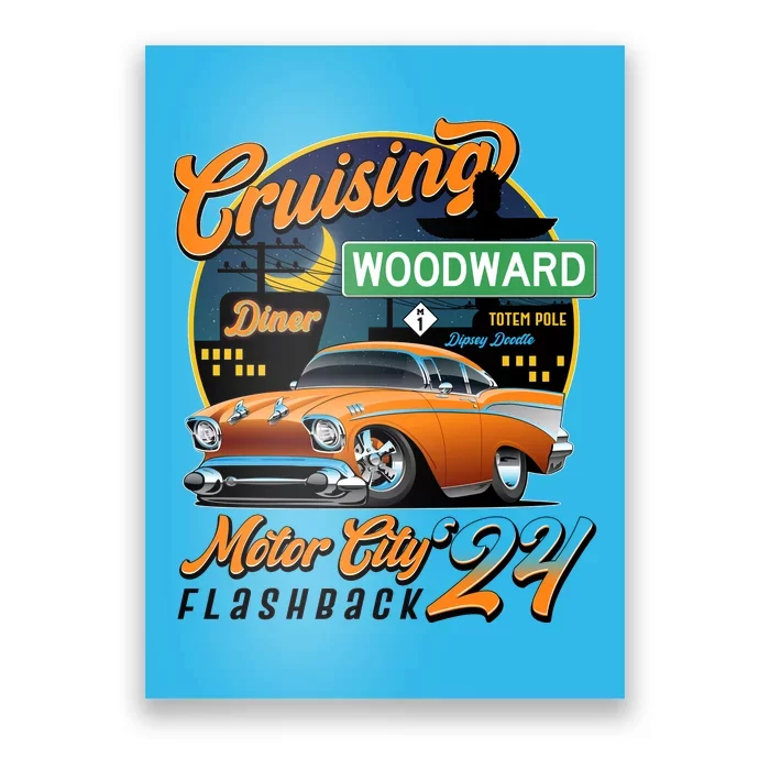 Cruising Woodward Motor City Flashback 2024 Orange Version Poster