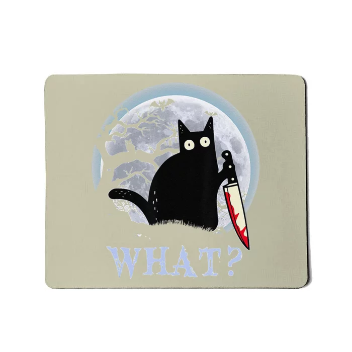 Cat What Murderous Black Cat With Knife Halloween Costume Mousepad