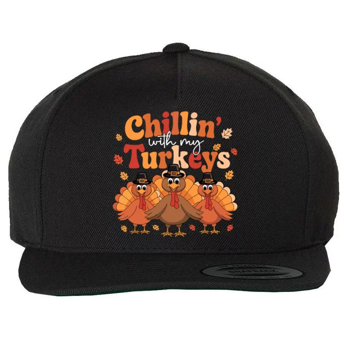 Chillin With My Turkeys Thanksgiving Family Matching Wool Snapback Cap