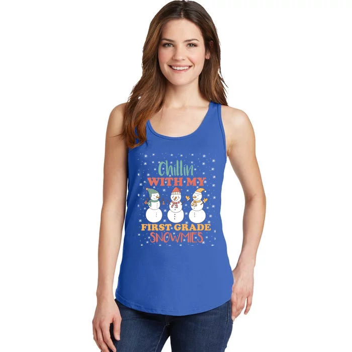 Chillin With My First Grade Snowmies Christmas Teacher Gift Ladies Essential Tank