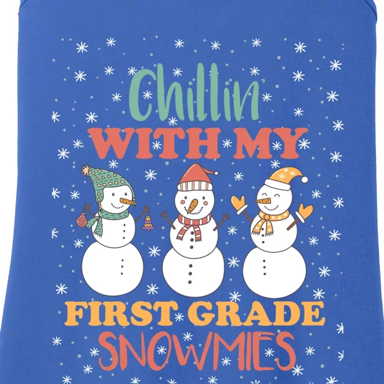 Chillin With My First Grade Snowmies Christmas Teacher Gift Ladies Essential Tank