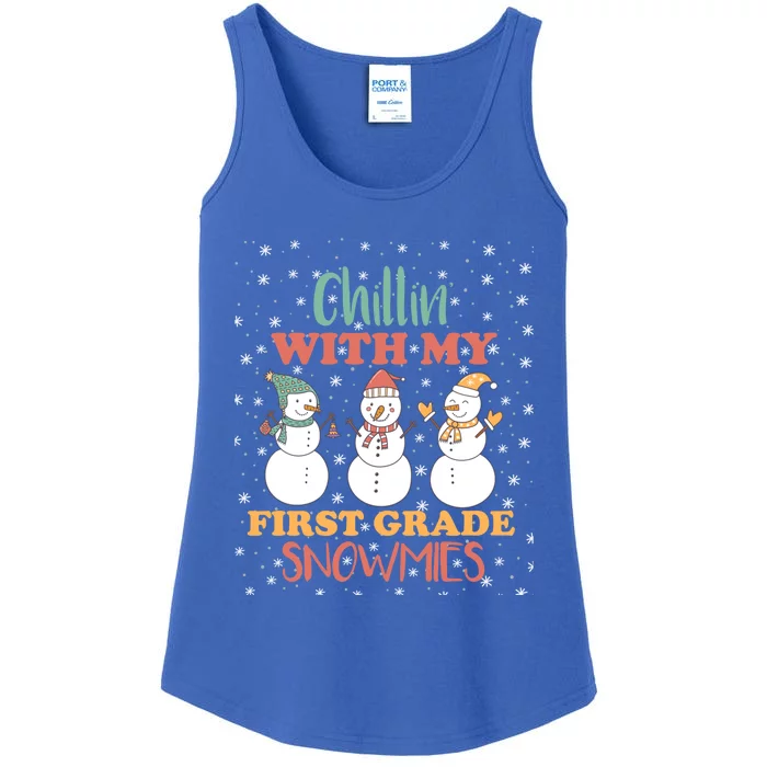 Chillin With My First Grade Snowmies Christmas Teacher Gift Ladies Essential Tank