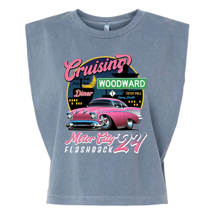 Cruising Woodward Motor City Flashback 2024 Pink Version Garment-Dyed Women's Muscle Tee