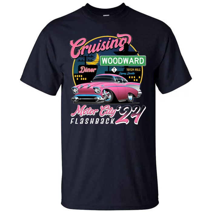 Cruising Woodward Motor City Flashback 2024 Pink Version Tall T-Shirt