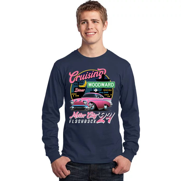 Cruising Woodward Motor City Flashback 2024 Pink Version Tall Long Sleeve T-Shirt