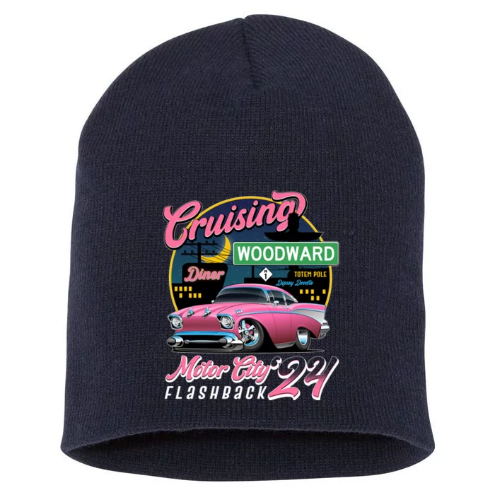 Cruising Woodward Motor City Flashback 2024 Pink Version Short Acrylic Beanie