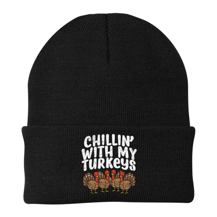 Chillin With My Turkeys Thanksgiving Family Knit Cap Winter Beanie