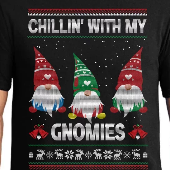 Chilling With My Gnomies Funny Christmas Ugly Gift Pajama Set