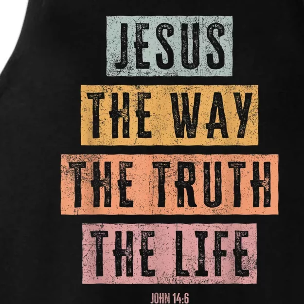 Christian Women Men Jesus The Way Truth Life Ladies Tri-Blend Wicking Tank