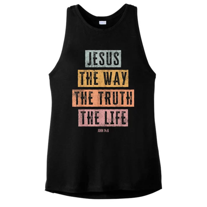 Christian Women Men Jesus The Way Truth Life Ladies Tri-Blend Wicking Tank