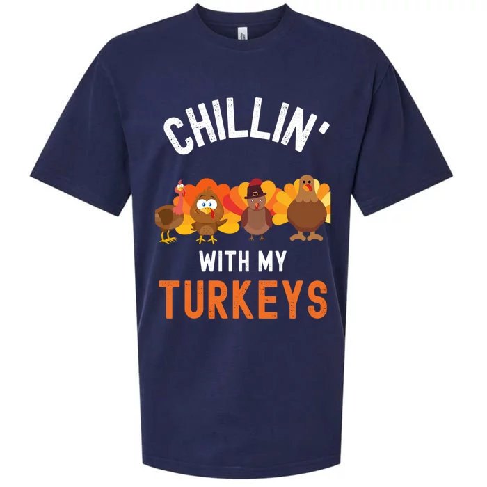 Chilling With My Turkeys Thanksgiving With Family Gift Sueded Cloud Jersey T-Shirt