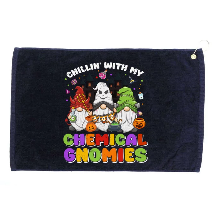 Chillin With My Chemical Gnomies Halloween Gnome Gift Grommeted Golf Towel