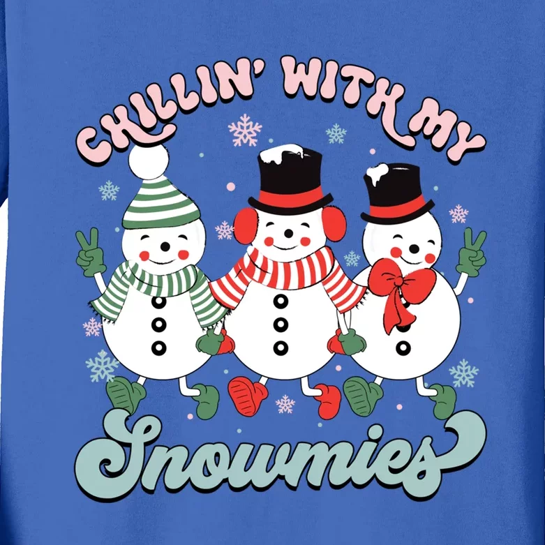 Chillin With My Snowmies Family Christmas Pajama Gift Kids Long Sleeve Shirt