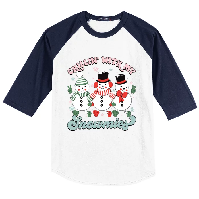 Chillin With My Snowmies Family Christmas Pajama Gift Baseball Sleeve Shirt