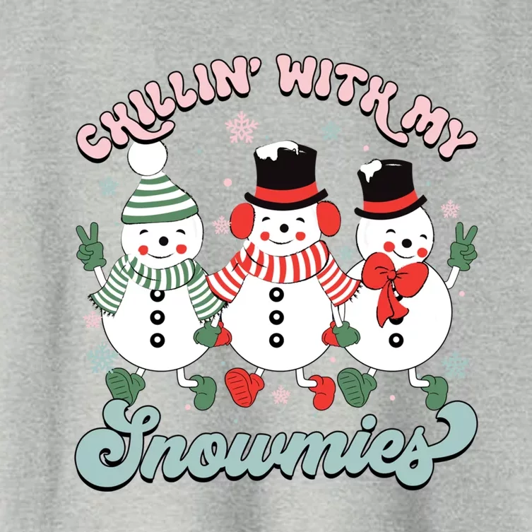 Chillin With My Snowmies Family Christmas Pajama Gift Women's Crop Top Tee