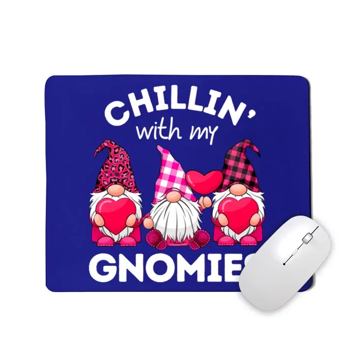 Chillin With My Gnomies Valentines Day Gnomes Leopard Plaid Gift Mousepad