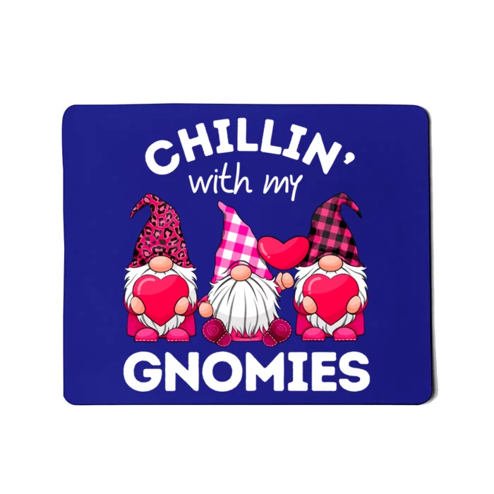 Chillin With My Gnomies Valentines Day Gnomes Leopard Plaid Gift Mousepad