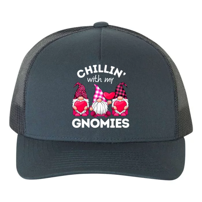 Chillin With My Gnomies Valentines Day Gnomes Leopard Plaid Gift Yupoong Adult 5-Panel Trucker Hat