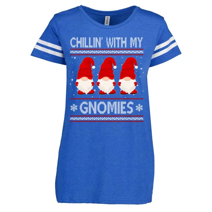 Chillin With My Gnomies Ugly Christmas Enza Ladies Jersey Football T-Shirt