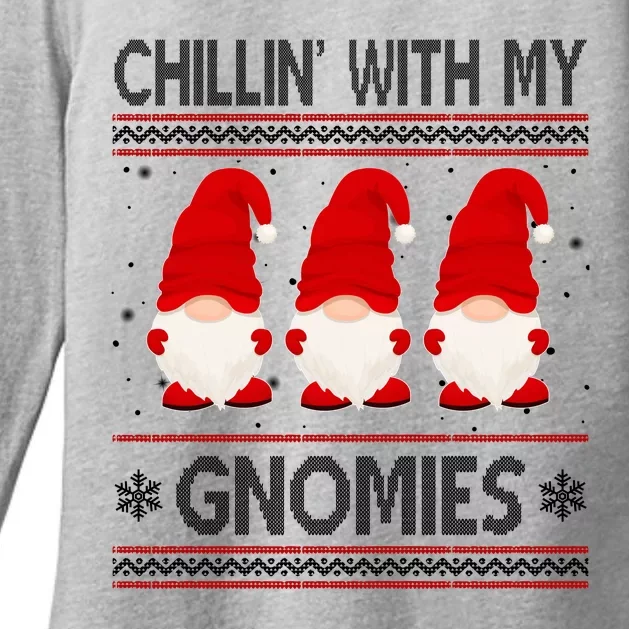 Chillin With My Gnomies Ugly Christmas Womens CVC Long Sleeve Shirt