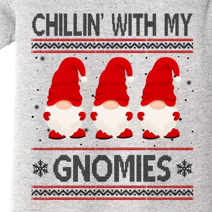 Chillin With My Gnomies Ugly Christmas Baby Bodysuit