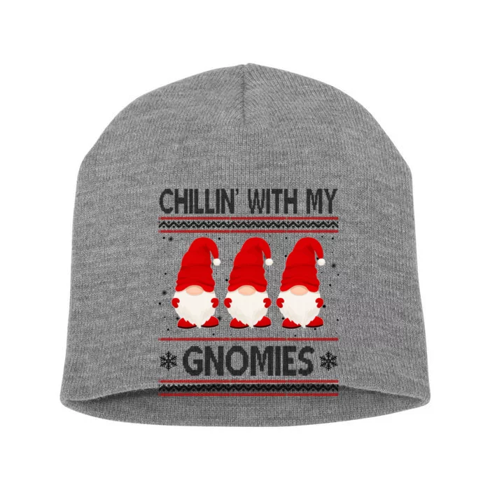 Chillin With My Gnomies Ugly Christmas Short Acrylic Beanie