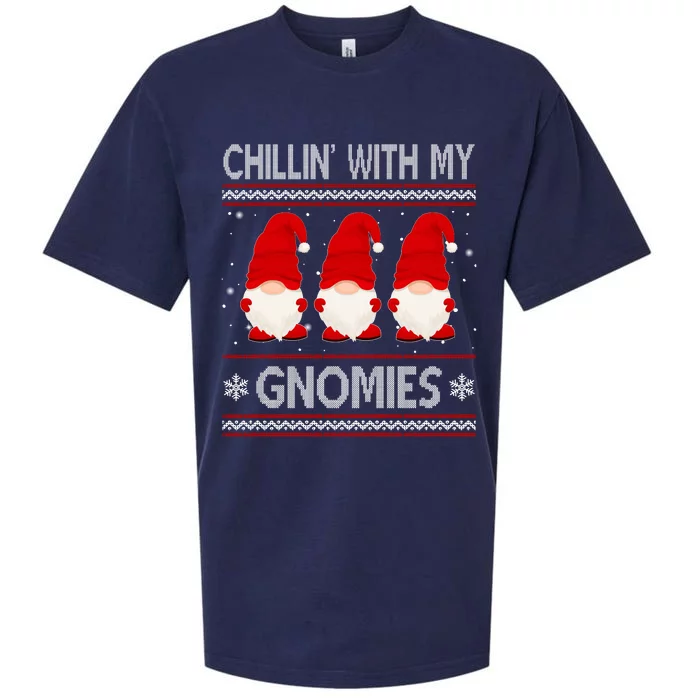 Chillin With My Gnomies Ugly Christmas Sueded Cloud Jersey T-Shirt