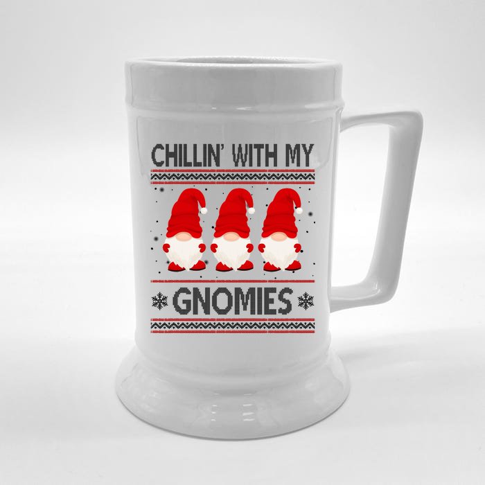 Chillin With My Gnomies Ugly Christmas Front & Back Beer Stein