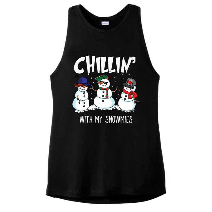 Chillin With My Snowmies Hiphop Christmas Meaningful Gift Ladies Tri-Blend Wicking Tank