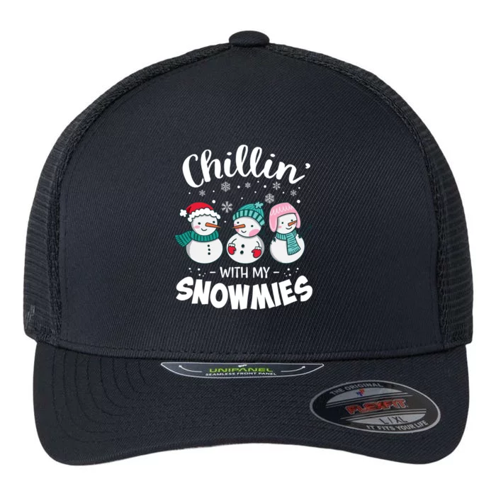 Chillin With My Snowmie Christmas Snow Teacher Snow Cool Gift Flexfit Unipanel Trucker Cap