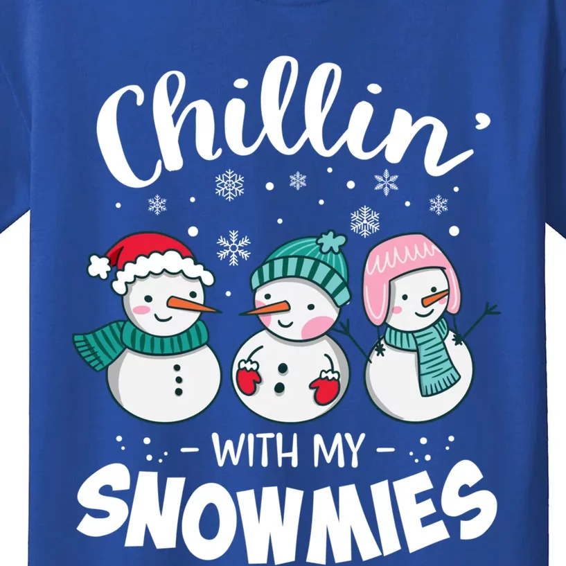 Chillin With My Snowmie Christmas Snow Teacher Snow Cool Gift Kids T-Shirt