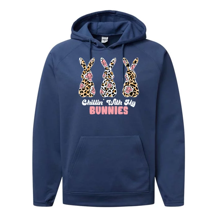 Chillin With My Bunnies Easter Cute Performance Fleece Hoodie