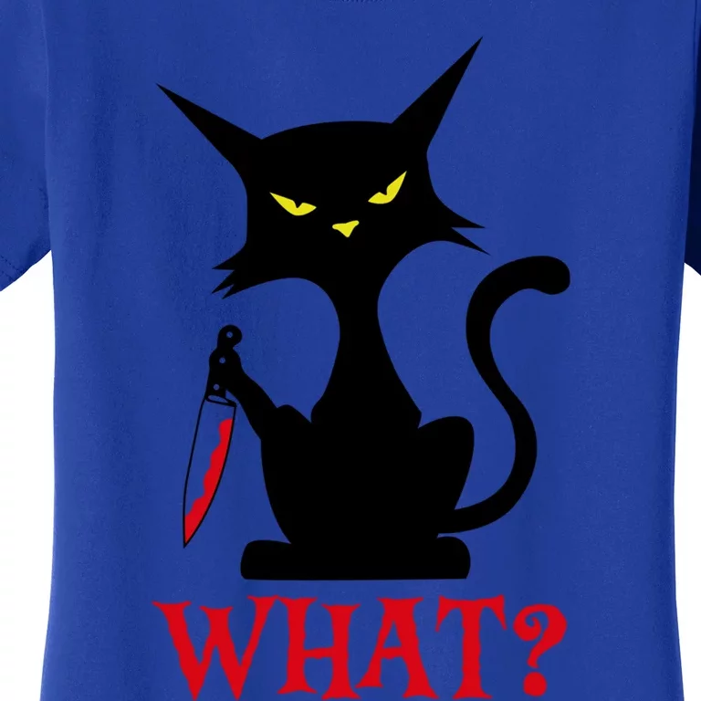 Cat What Murderous Black Cat With Knife Halloween Costume Gift Women's T-Shirt