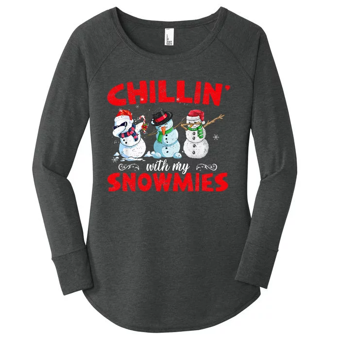 Chillin With My Snowmies Ugly Funny Snowman Christmas Women's Perfect Tri Tunic Long Sleeve Shirt