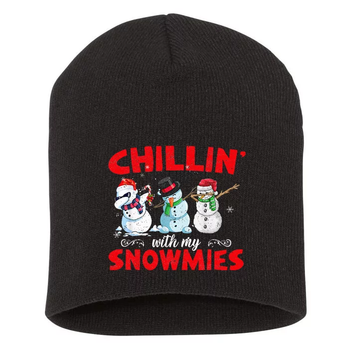 Chillin With My Snowmies Ugly Funny Snowman Christmas Short Acrylic Beanie