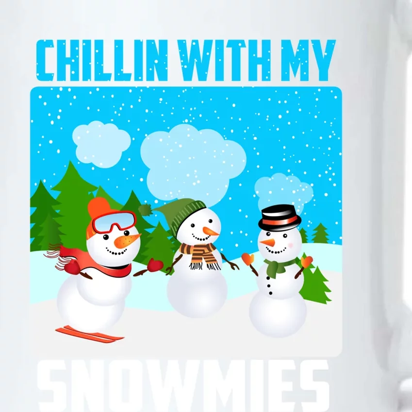 Chillin With My Snowmies Winter Christmas Scene Gift Black Color Changing Mug