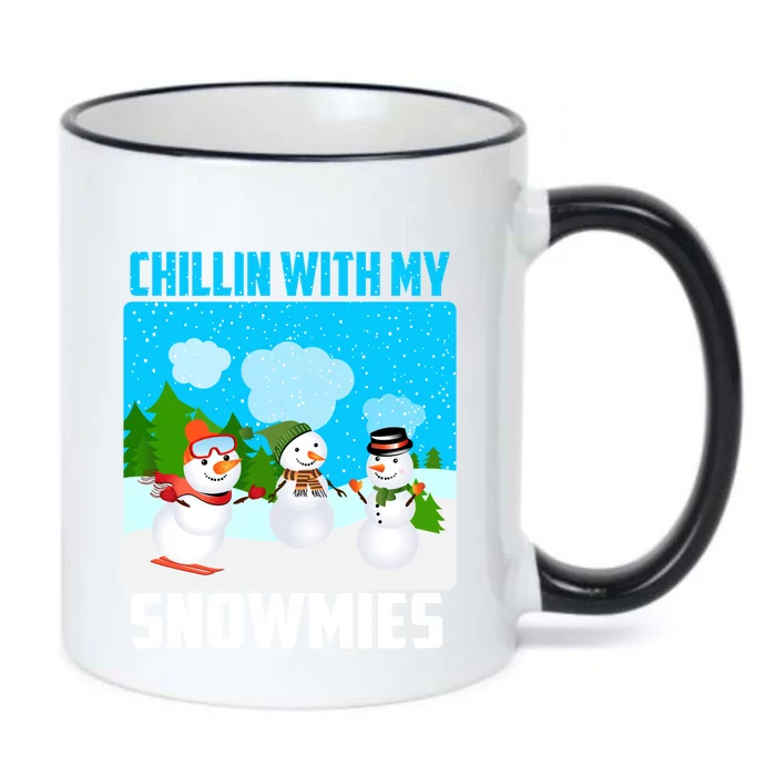 Chillin With My Snowmies Winter Christmas Scene Gift Black Color Changing Mug