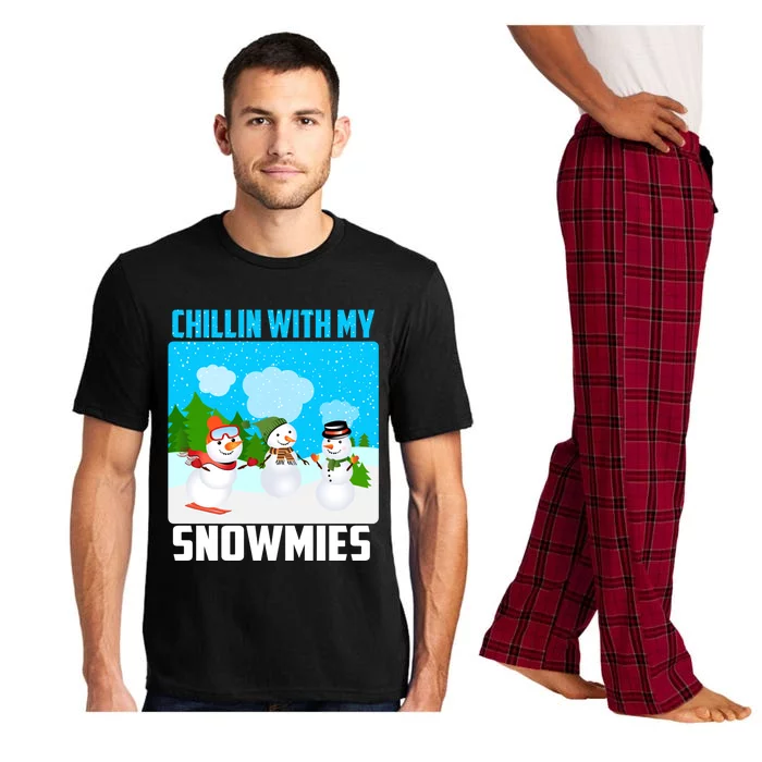 Chillin With My Snowmies Winter Christmas Scene Gift Pajama Set