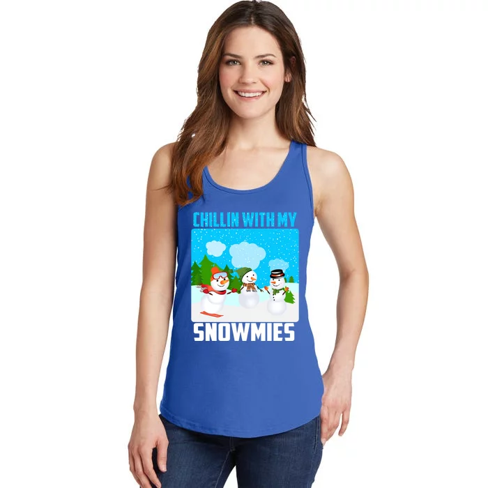 Chillin With My Snowmies Winter Christmas Scene Gift Ladies Essential Tank