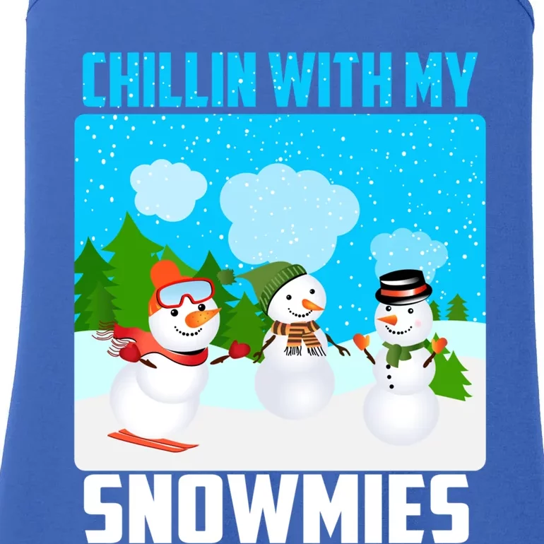 Chillin With My Snowmies Winter Christmas Scene Gift Ladies Essential Tank